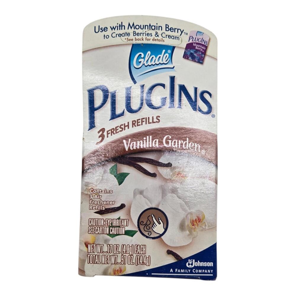 Glade VANILLA GARDEN Plugins  Scented Plug In refills 2 boxes=6 Refills NOS